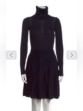 CHANEL Black Ribbed Knit Turtleneck Dress